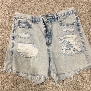 American Eagle Outfitters Light Blue Distressed Jean Shorts